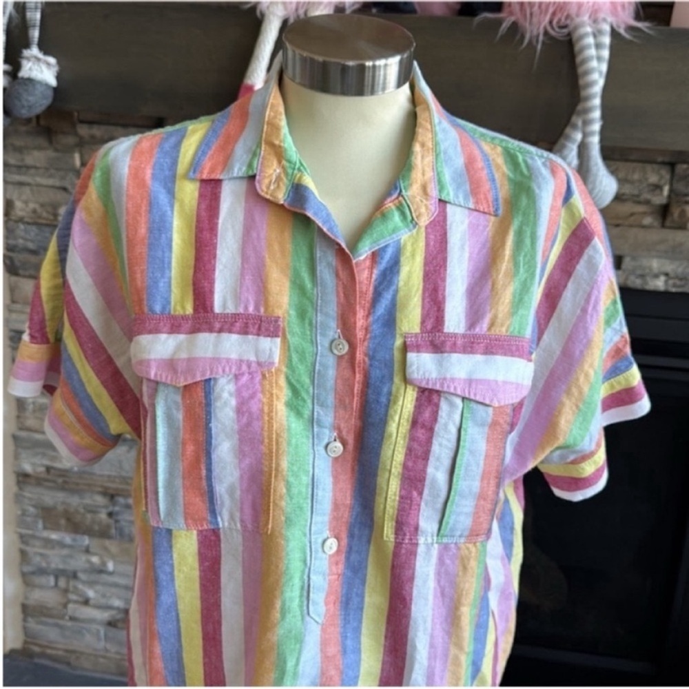 Banana Republic Pastel Striped Button-Down Shirt - Picture 4 of 12